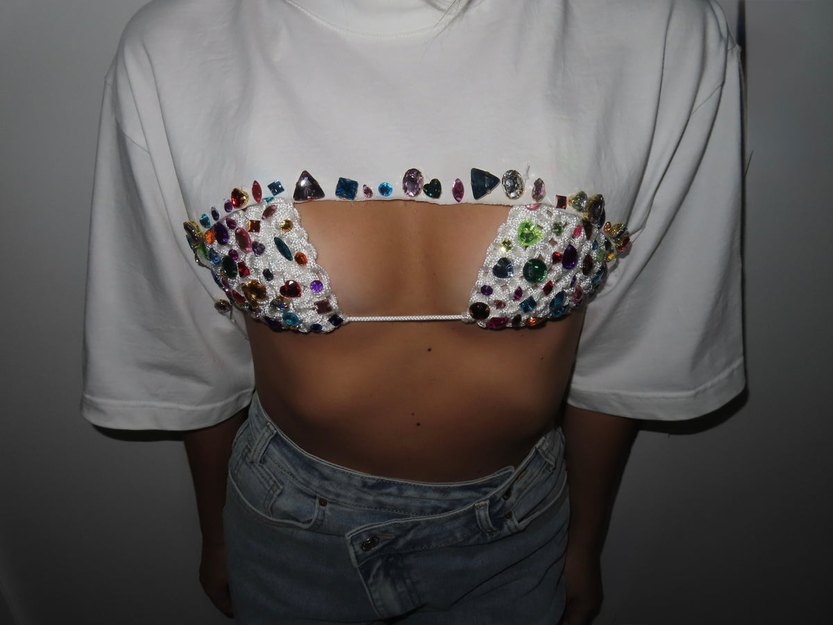 T shirt crop bianca