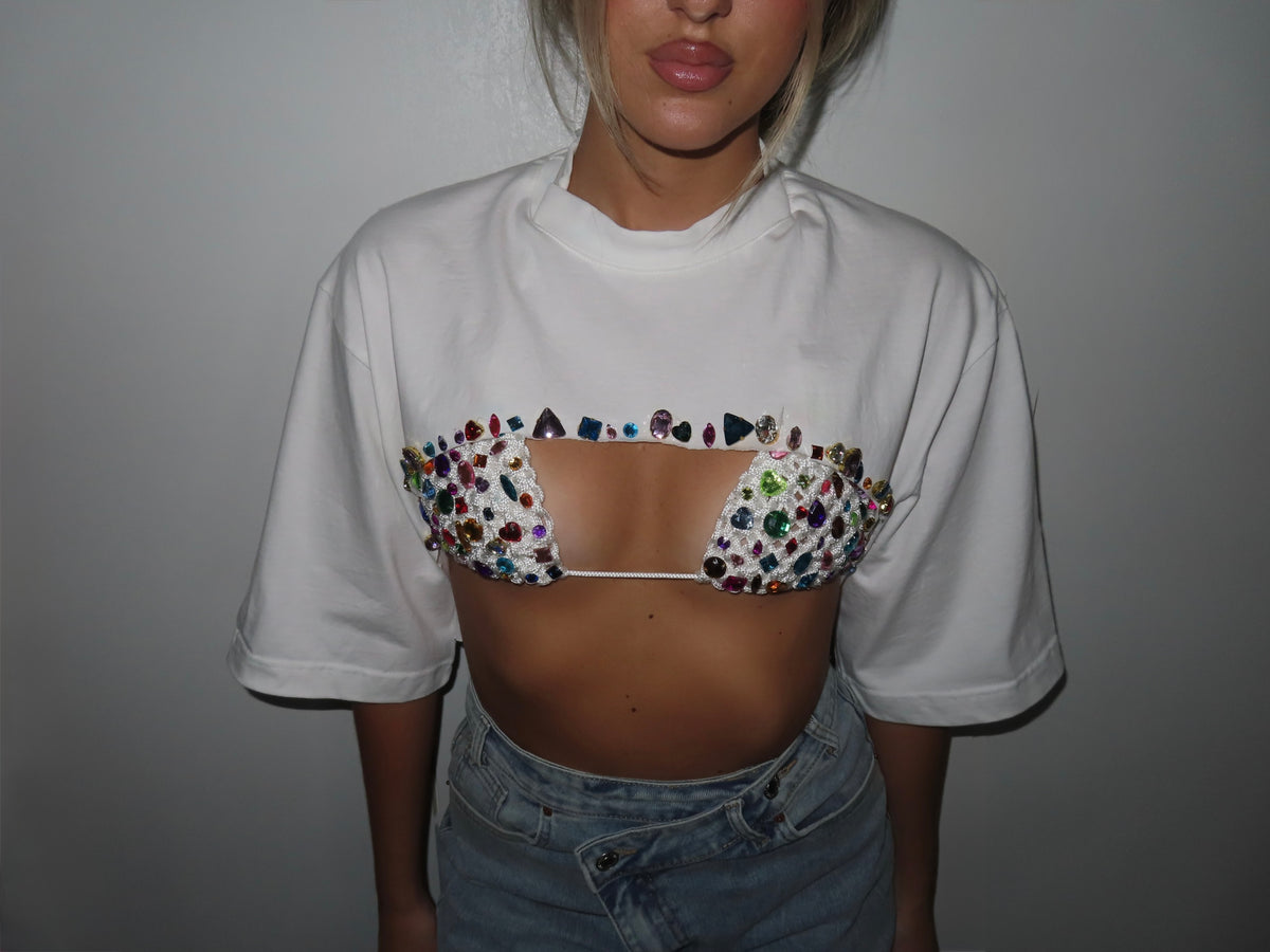 T shirt crop bianca