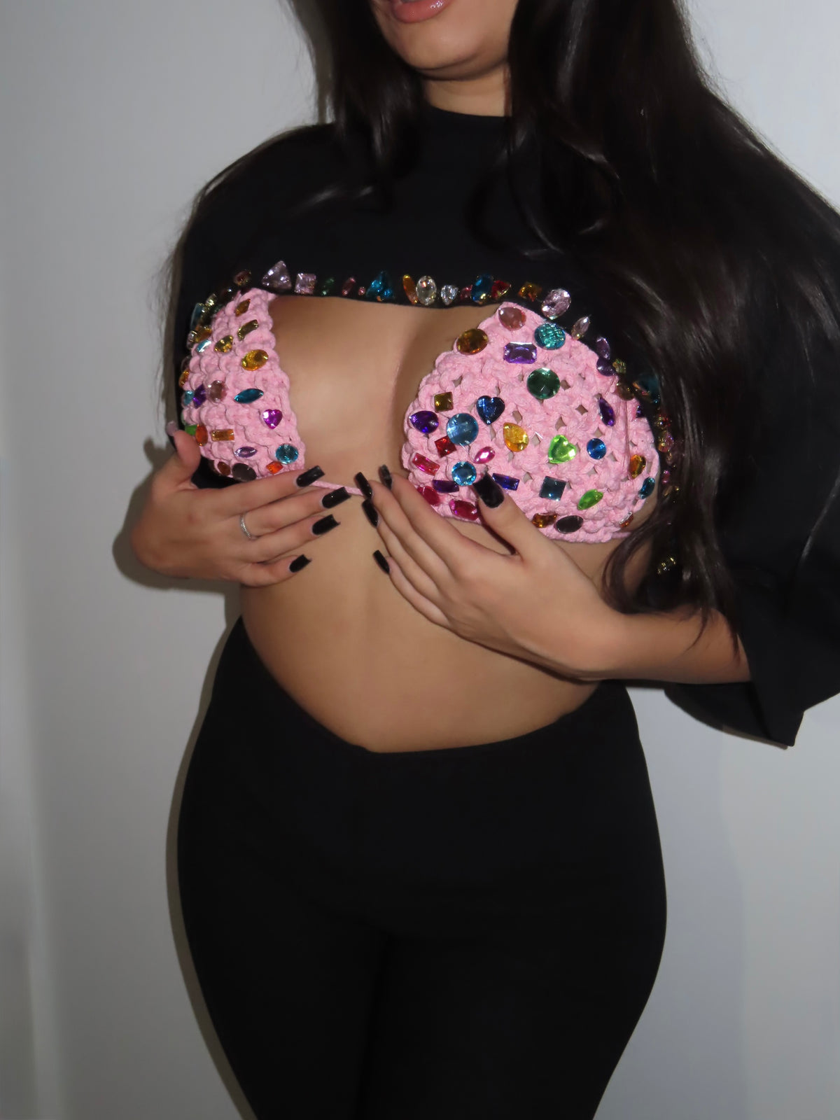 T shirt crop nera